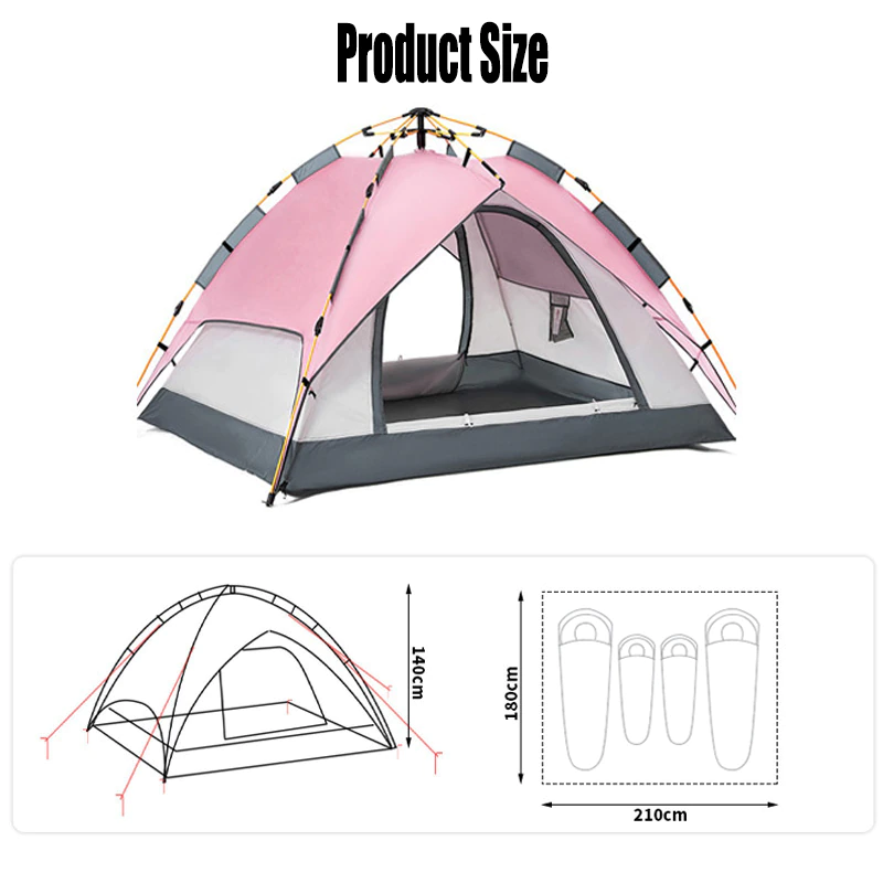 Cheap Goat Tents 4 5 People Large Tent Quick Setup Family Camping Tent Pink And Green Tent Camping Hiking Foldable Folding Tent Double Layer   